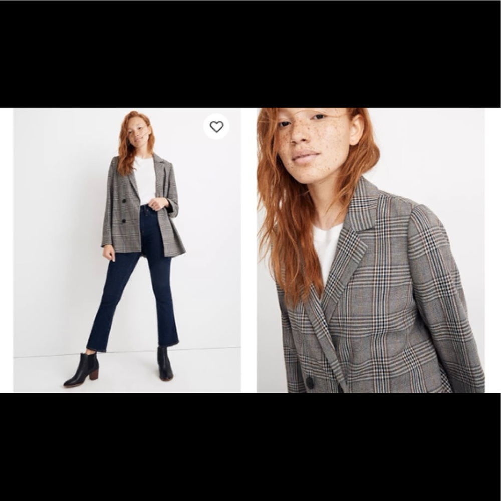 Madewell Gray Plaid Blazer